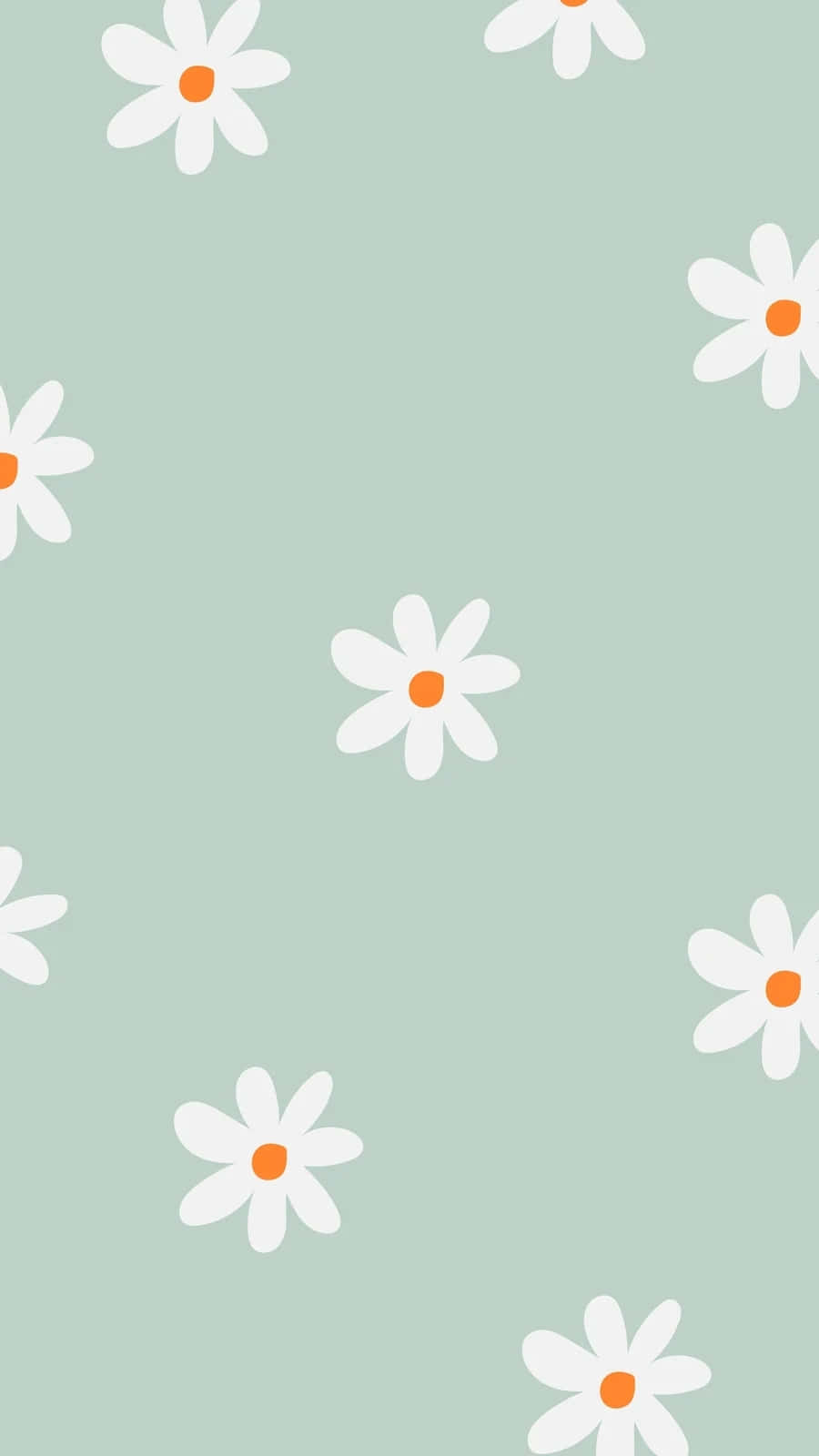 Sage Green Simple Daisy Pattern Wallpaper