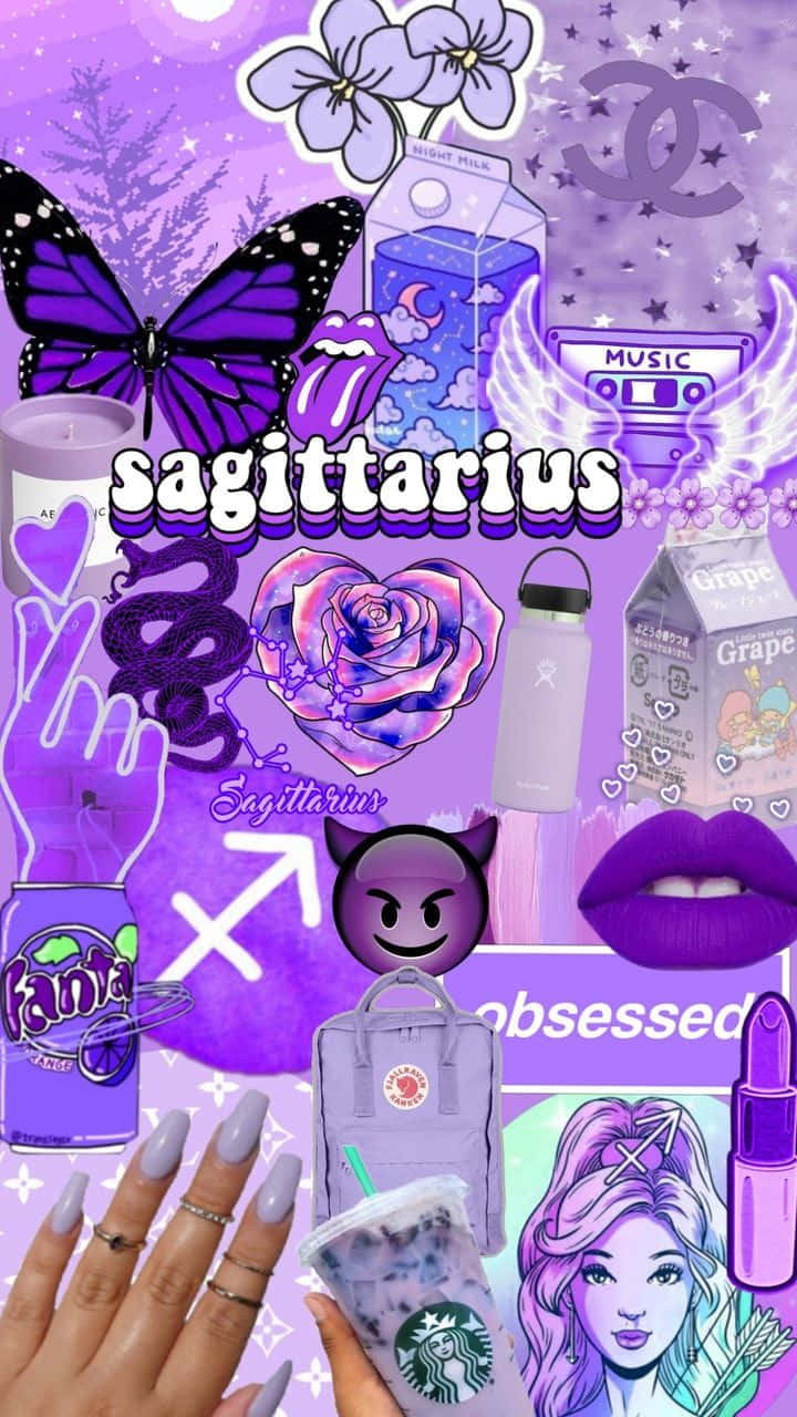 Sagittarius Aesthetic Purple Y2k Wallpaper