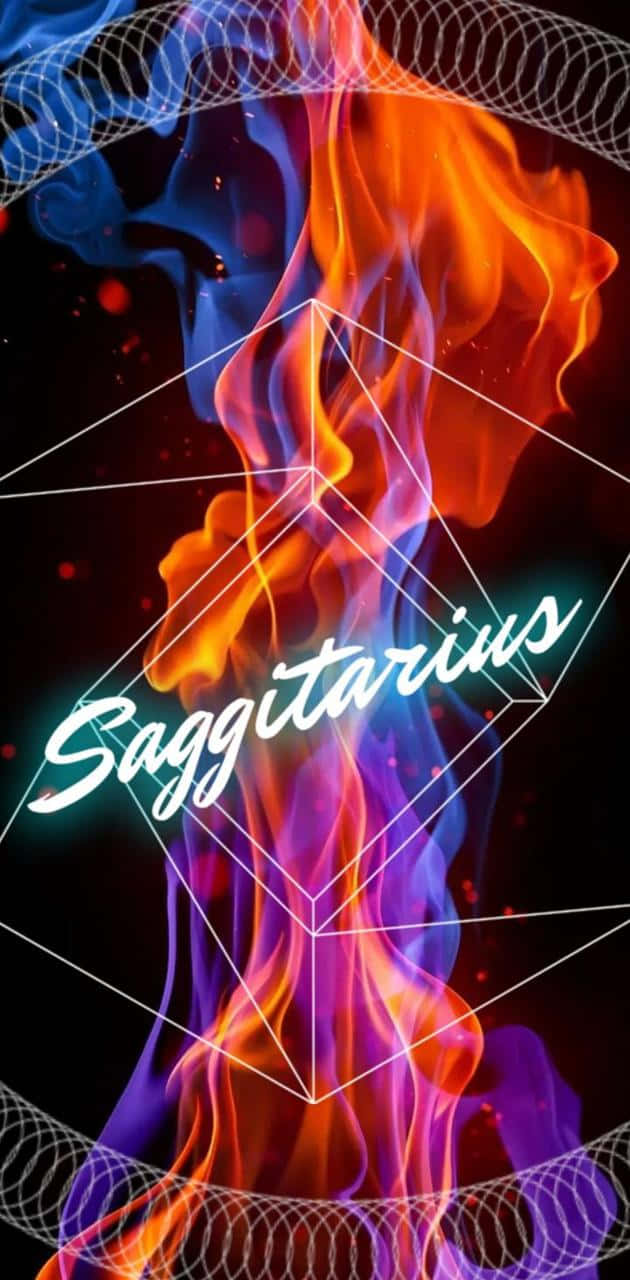 Sagittarius Aesthetic Red Blue Flame Wallpaper