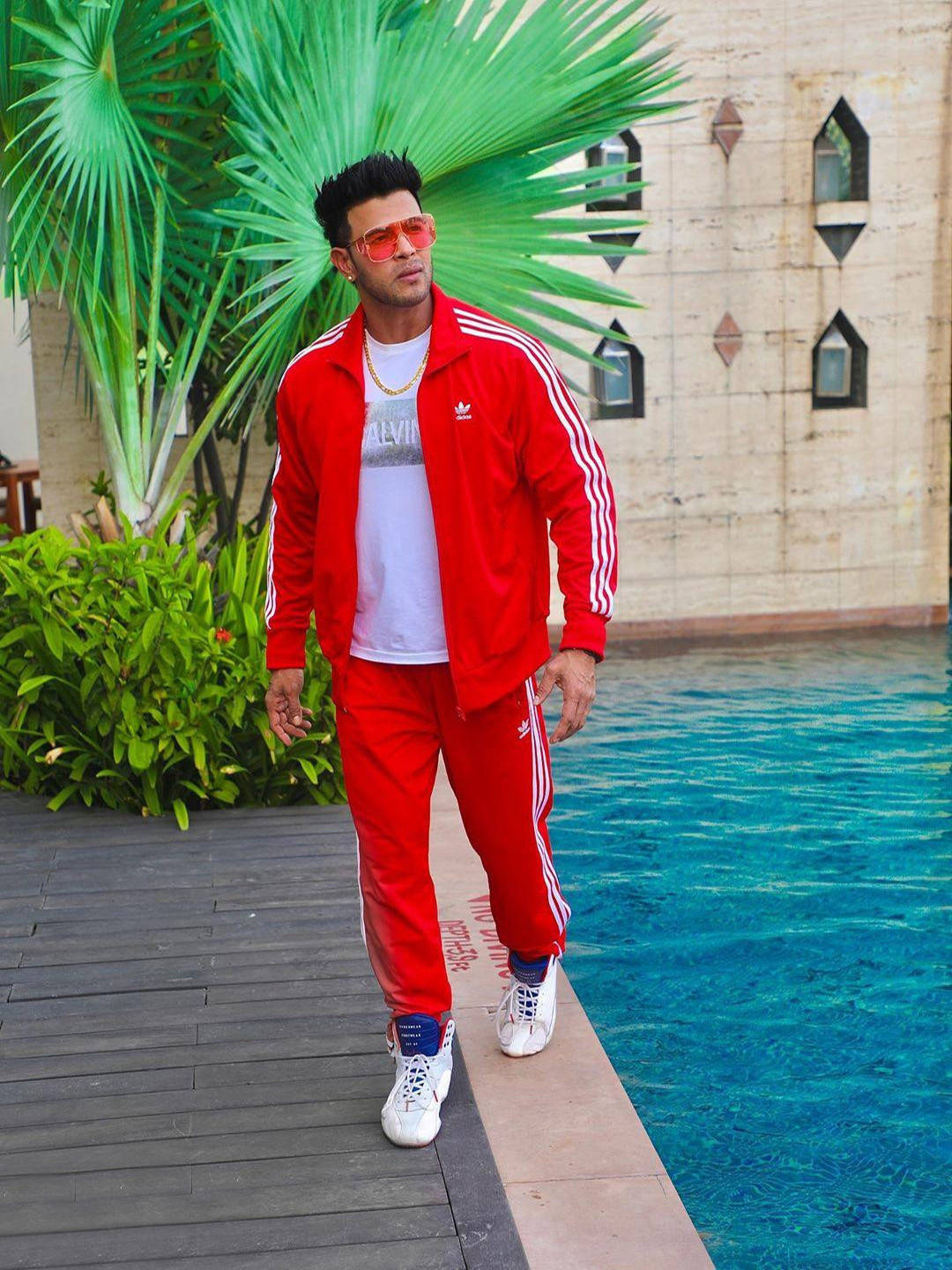 Sahil Khan Red Adidas Track Top Wallpaper