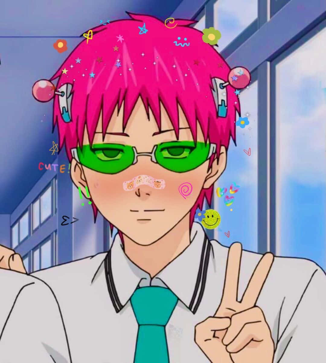 Saiki Kusuo Decorated Anime Profile Wallpaper