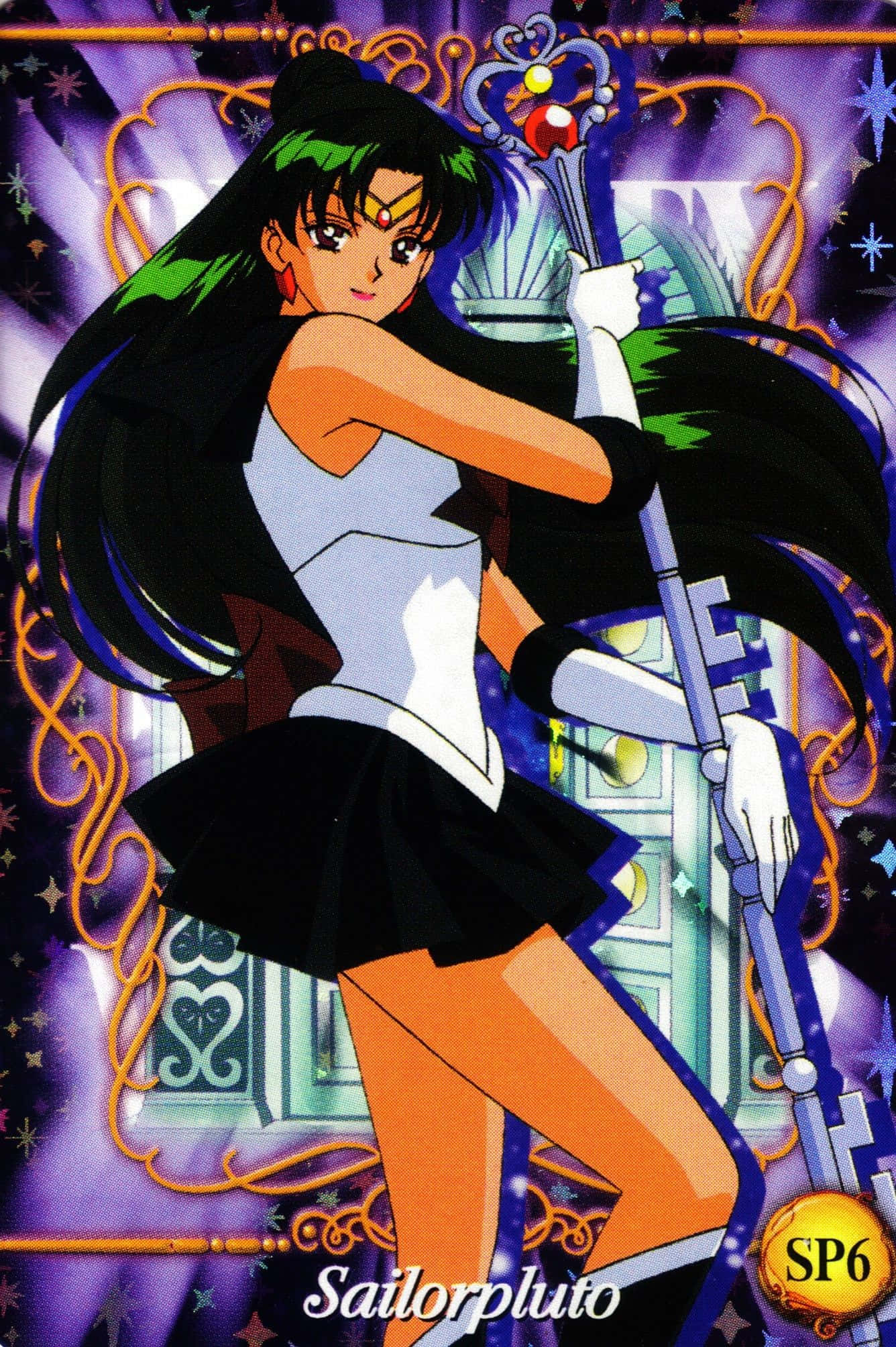 Sailor Pluto Using The Garnet Rod To Power Up Space-time Wallpaper