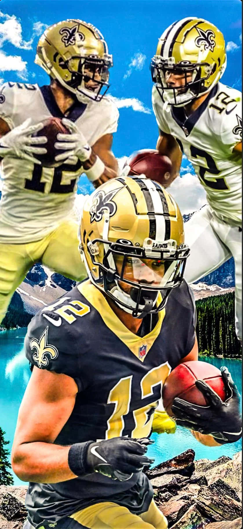 Saints_ Player_ Chris_ Olave_ Action_ Collage Wallpaper