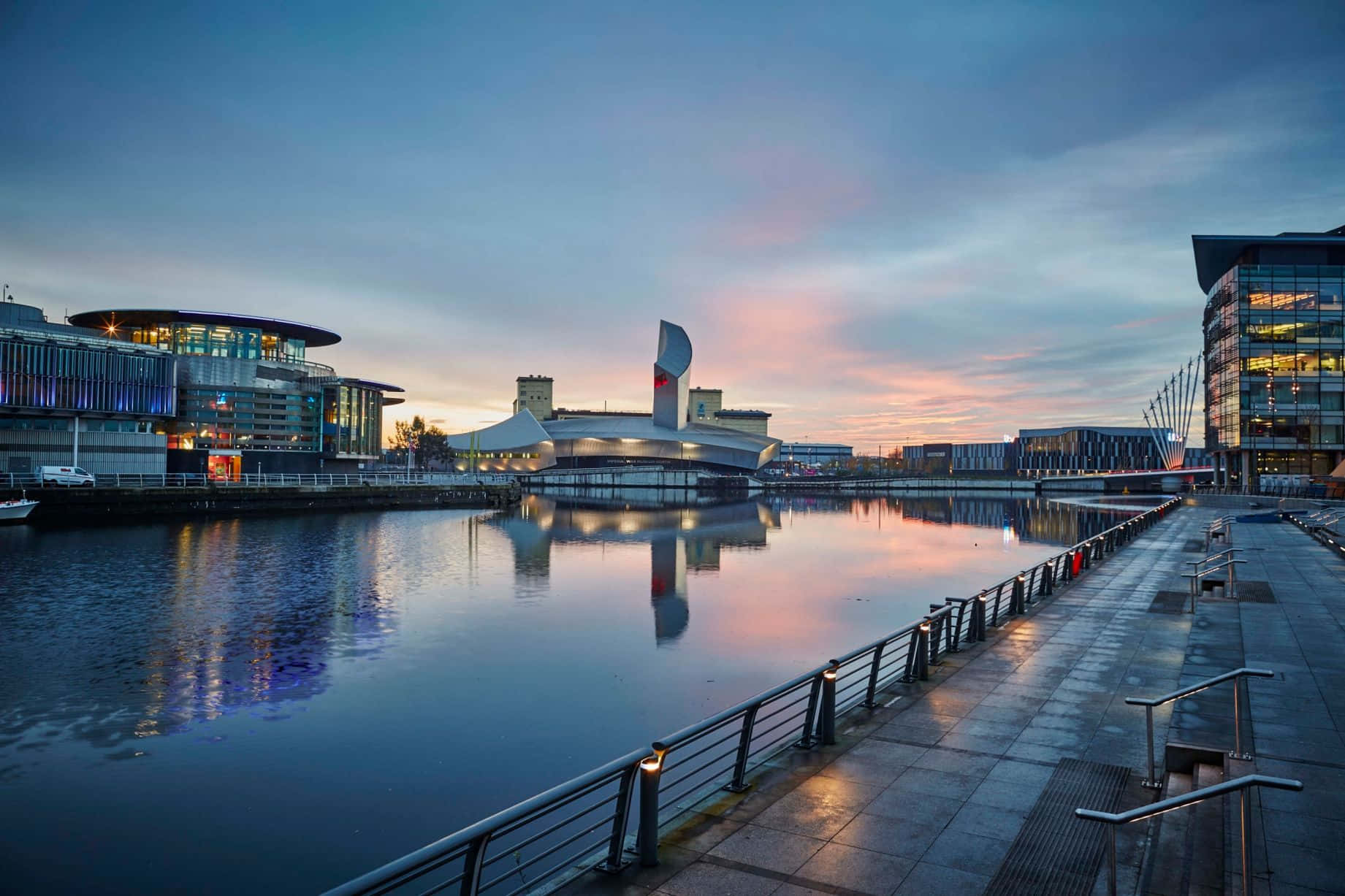 Salford Quays Dusk View Wallpaper