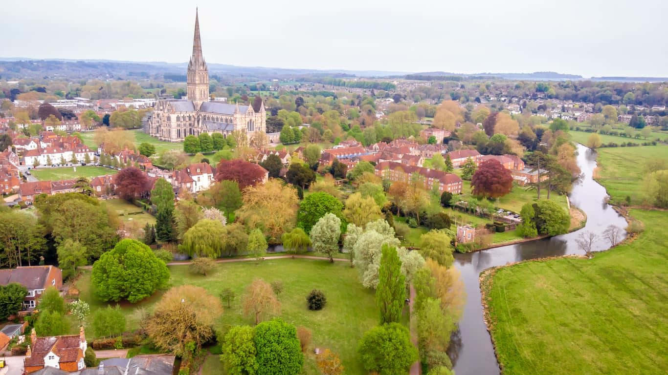 Salisbury Cathedral Aerial View Wallpaper