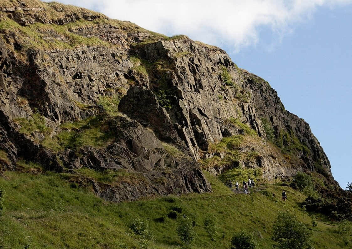 Salisbury Crags Cliffside Hikers Wallpaper