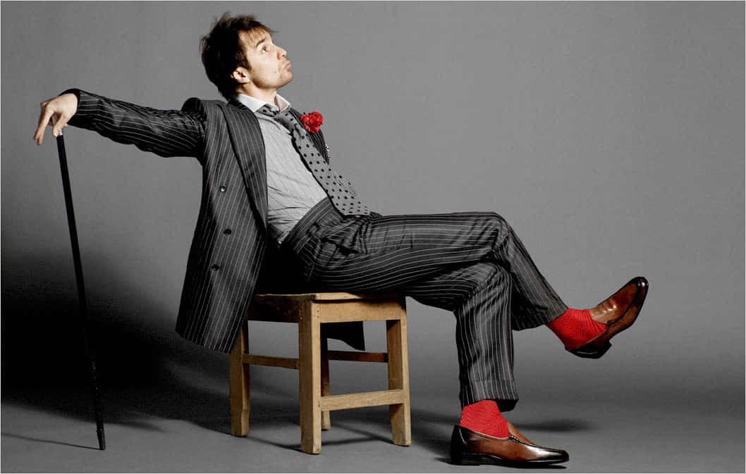 Sam Rockwell Fun Formal Suit Photoshoot Wallpaper