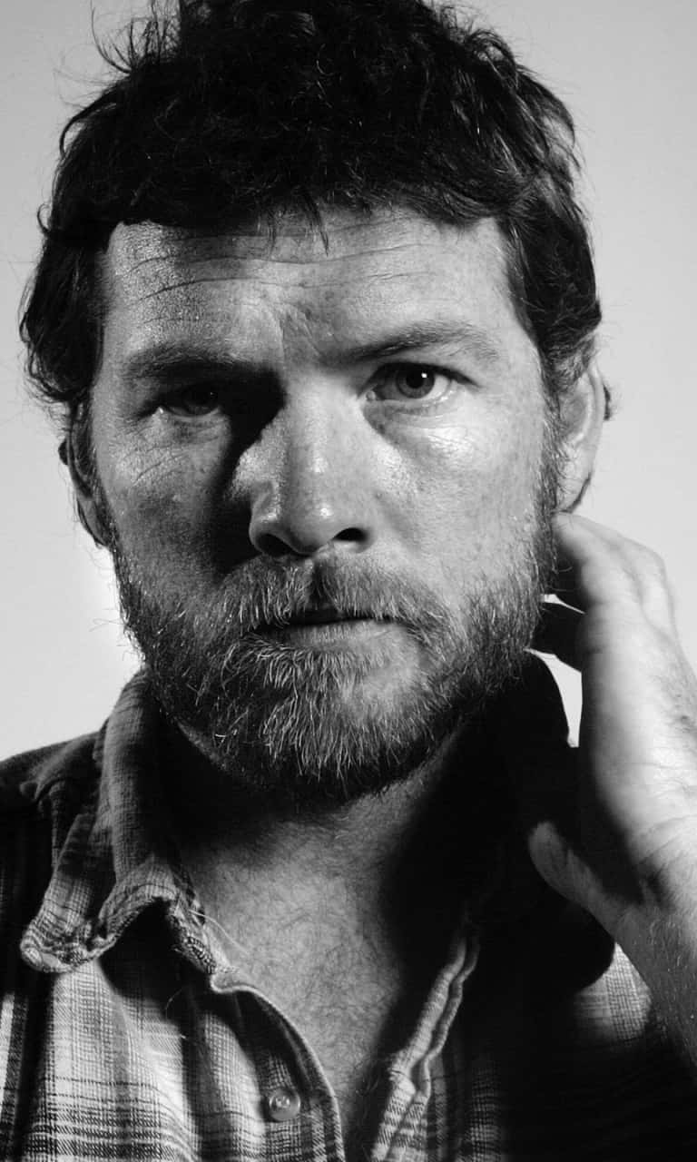 Sam Worthington Beard Black And White Photoshoot Wallpaper