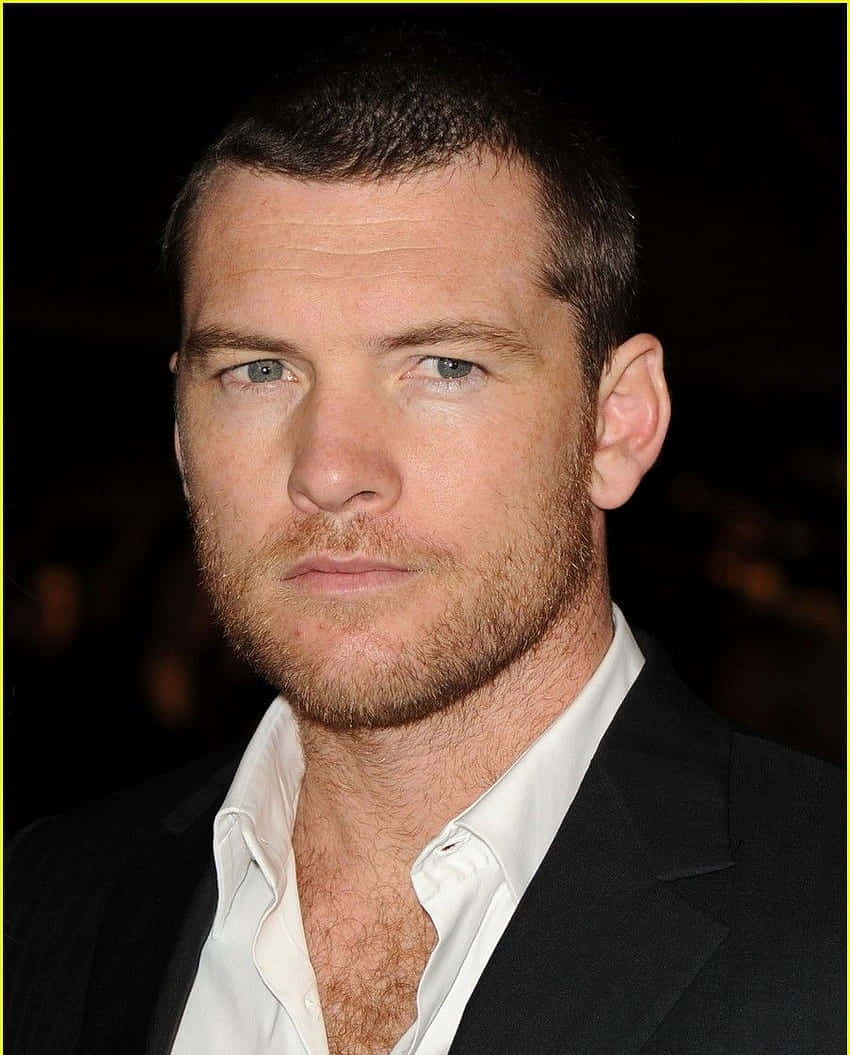 Sam Worthington Black Suit Face Profile Photography Wallpaper