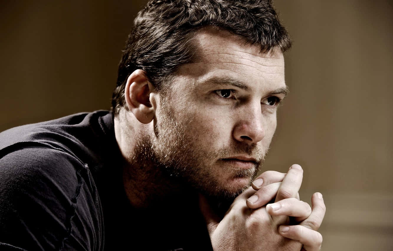 Sam Worthington Close Up Side Profile Photography Wallpaper