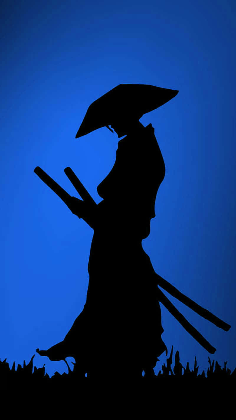 Samurai Anime Ninja Warrior Silhouette Dark Blue Wallpaper