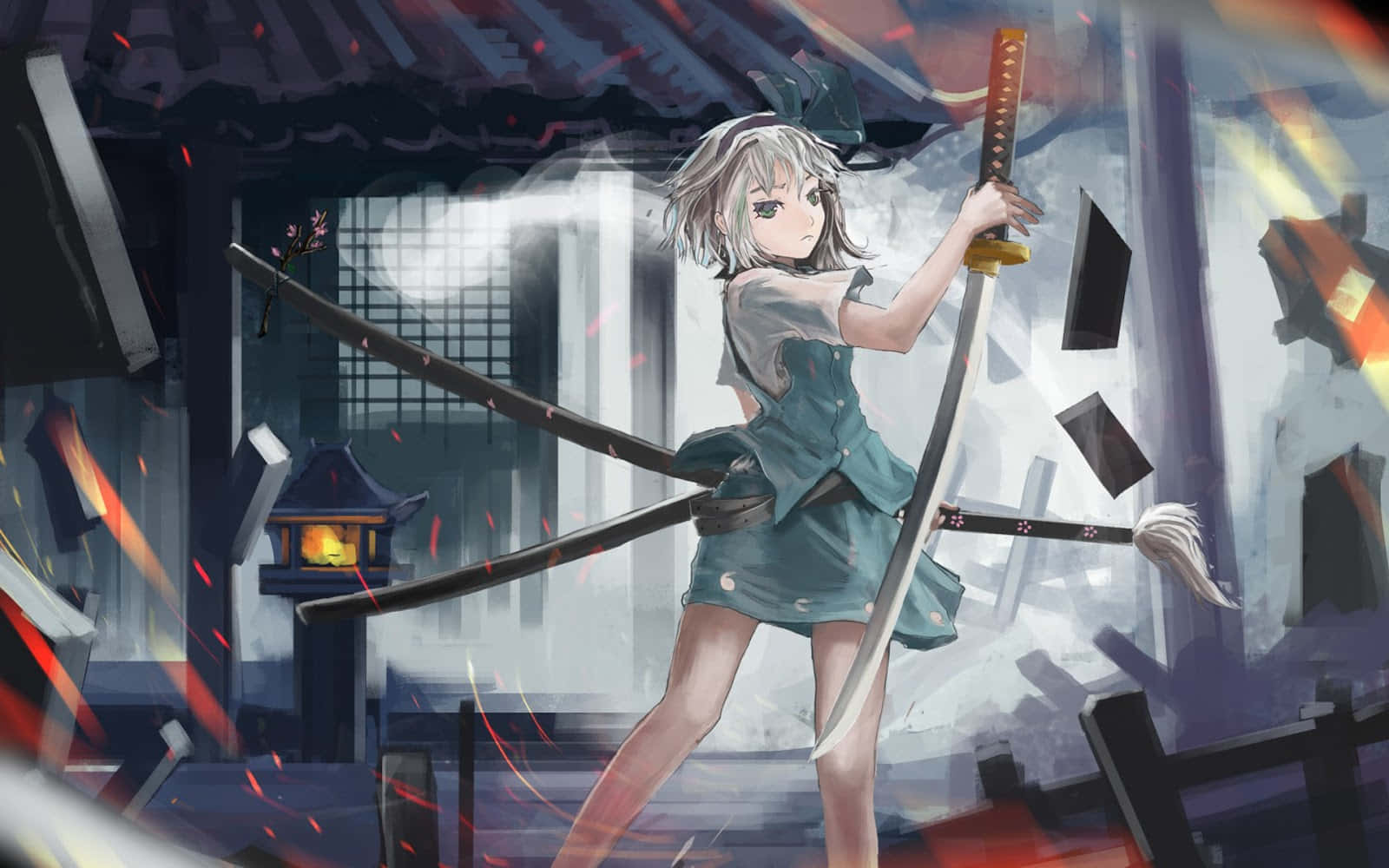 Samurai Anime Youmu Konpaku Touhou Game Wallpaper