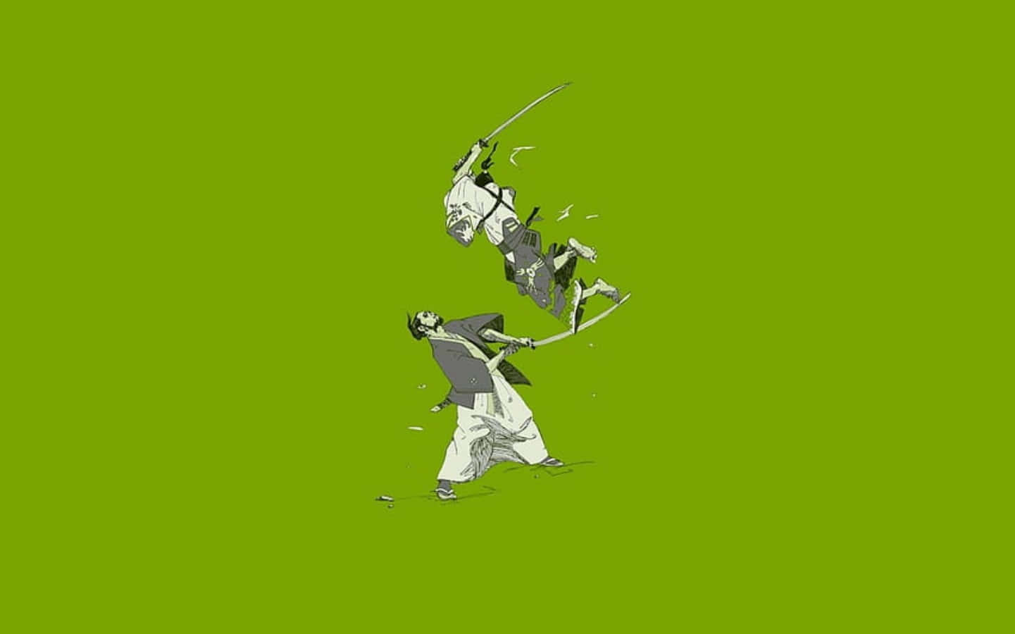 Samurai Battle Japanese Minimalist Art Wallpaper