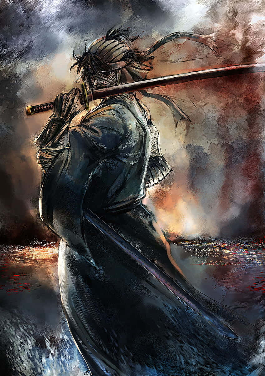 Samurai_ Warrior_in_ Battle_ Stance Wallpaper