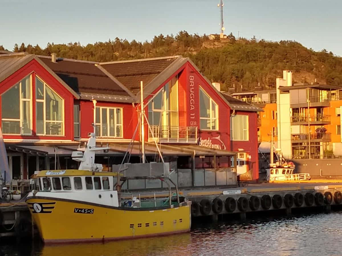 Sandefjord Waterfront Dusk Scene Wallpaper