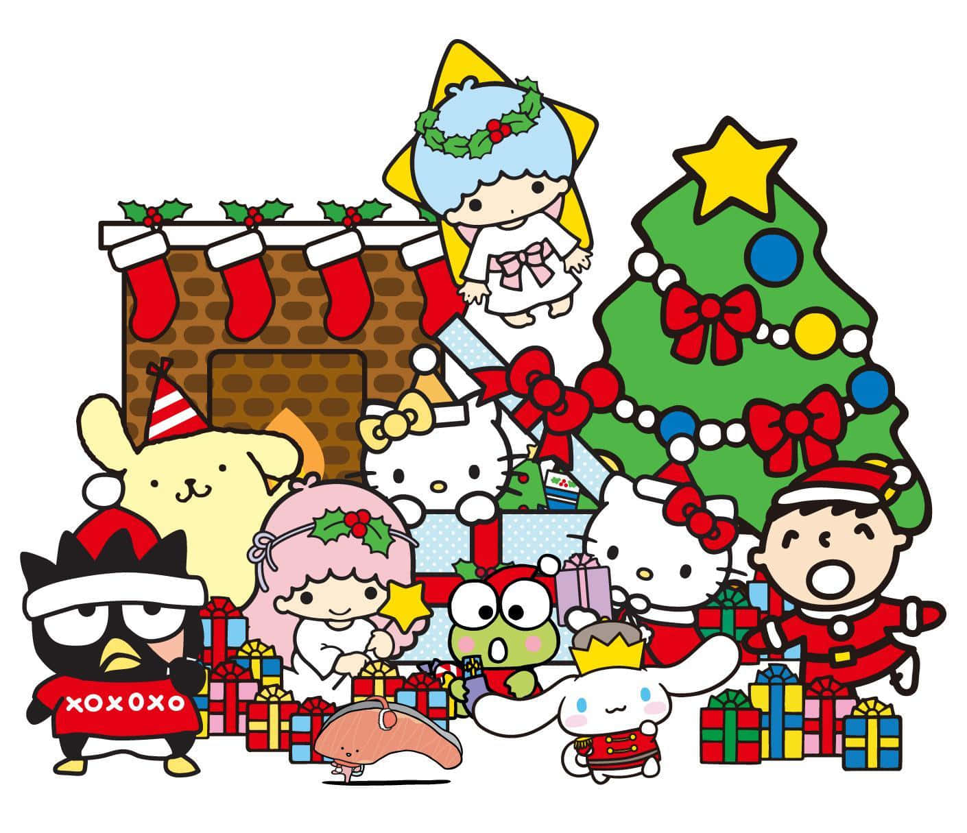 Sanrio Characters Celebrating Christmas Wallpaper