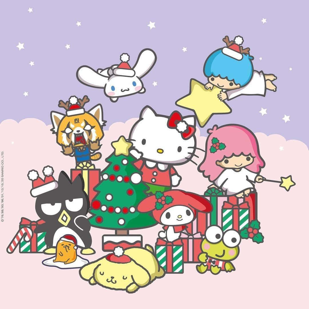 Sanrio Characters Celebrating Christmas Wallpaper