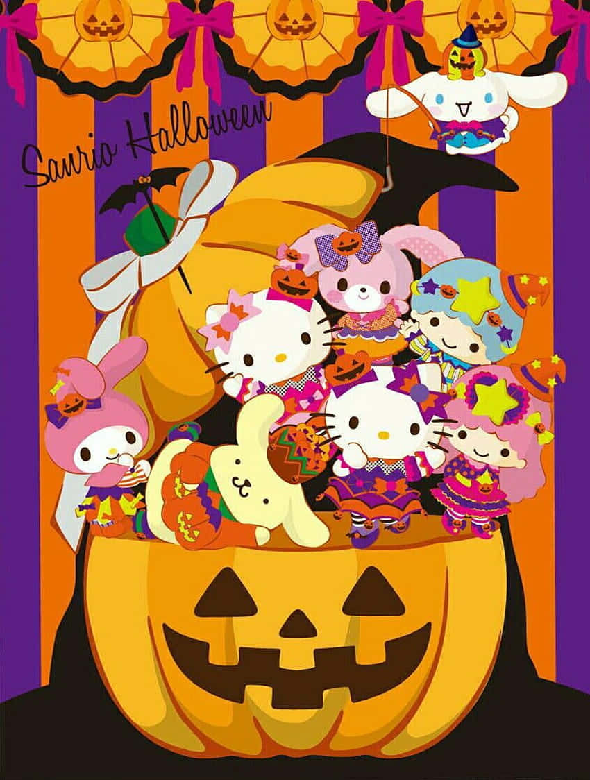 Sanrio Characters Celebrating Halloween Wallpaper