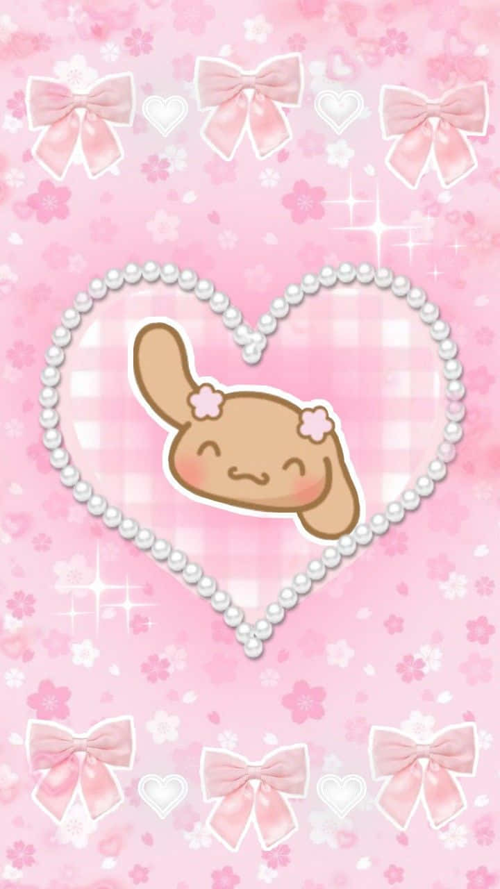 Sanrio Mochain Pearl Hearton Pink Background.jpg Wallpaper