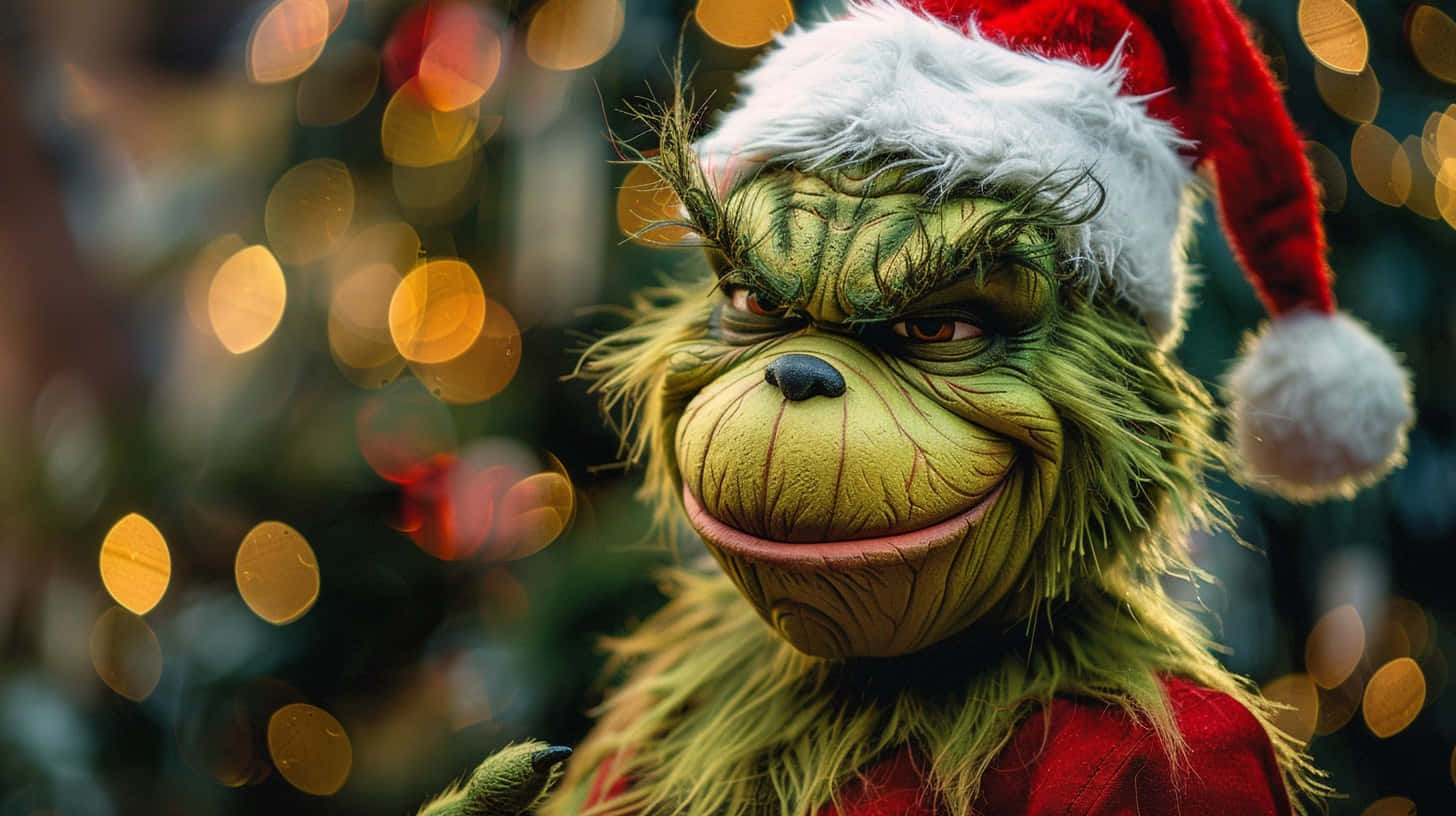 Santa Hat Grinch Smirk Wallpaper