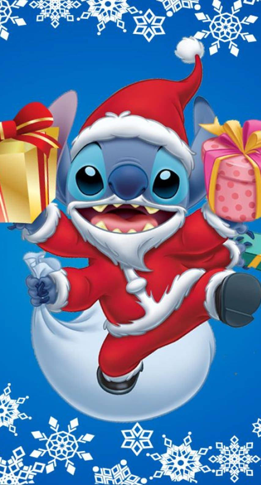 Santa Stitch 3d Style Phone Wallpaper