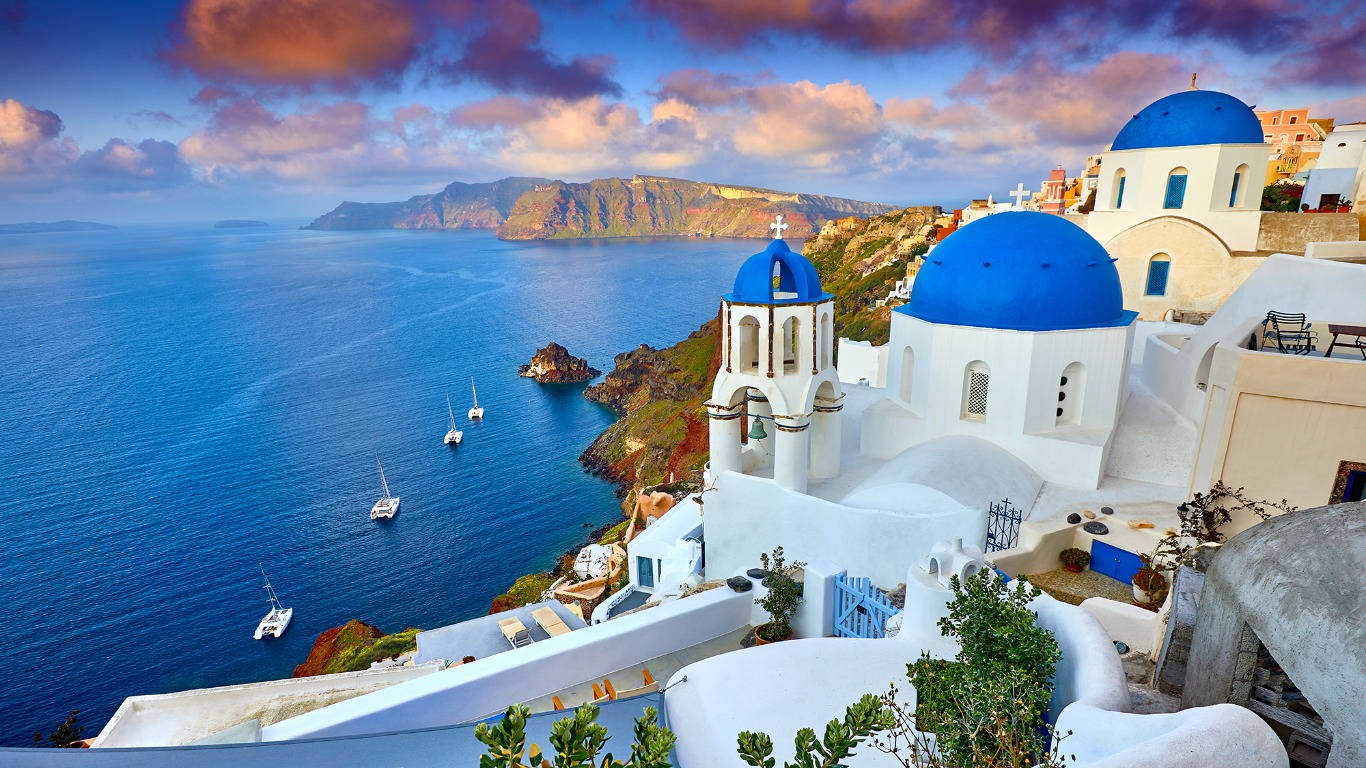 Santorini Blue Sea Wallpaper