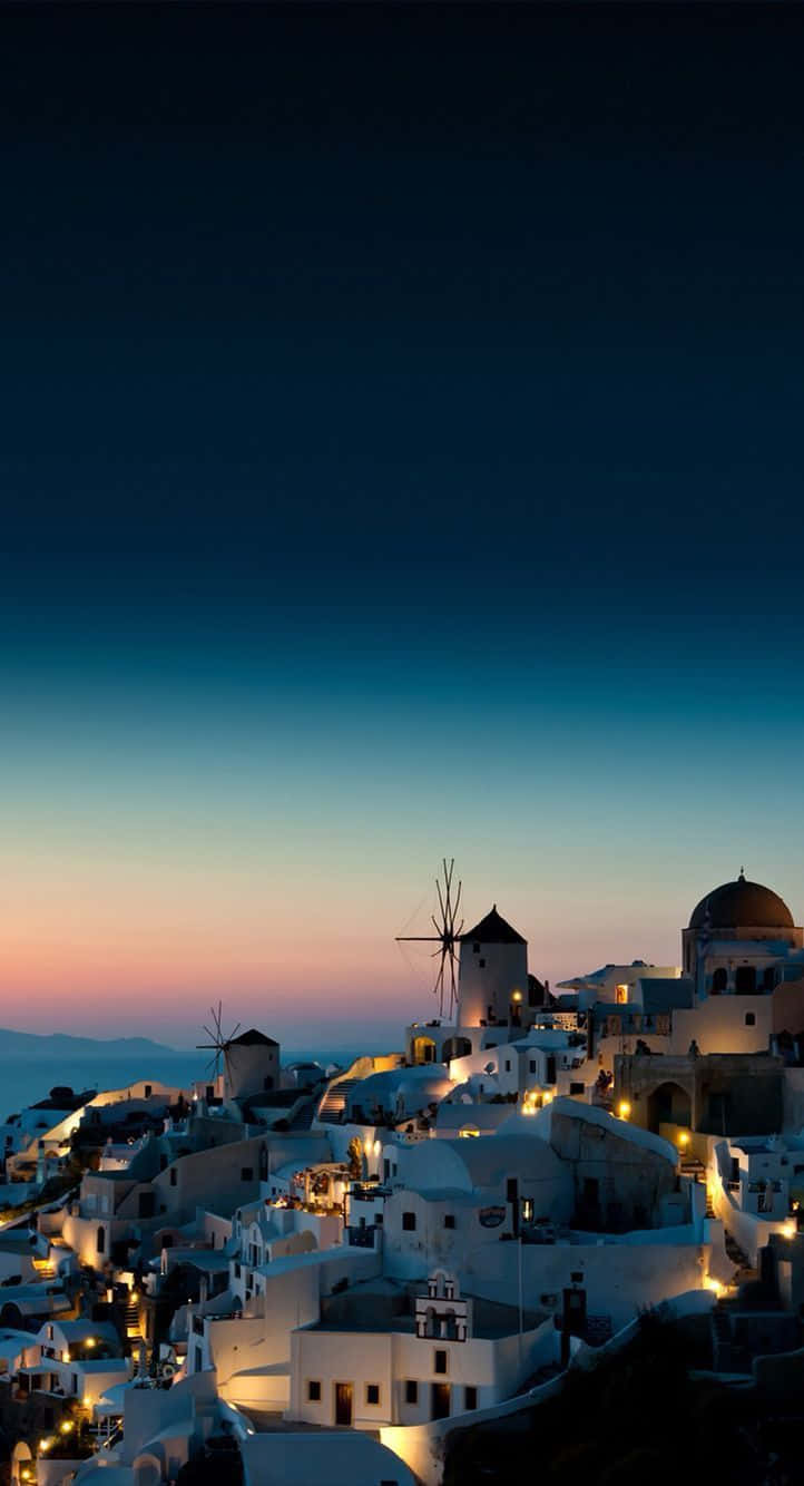 Santorini Sunset Glow Wallpaper