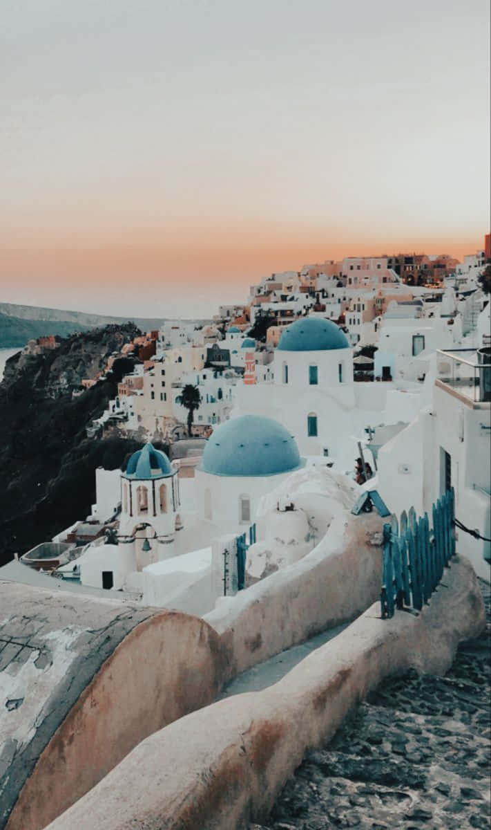 Santorini Sunset Greece Aesthetic Wallpaper