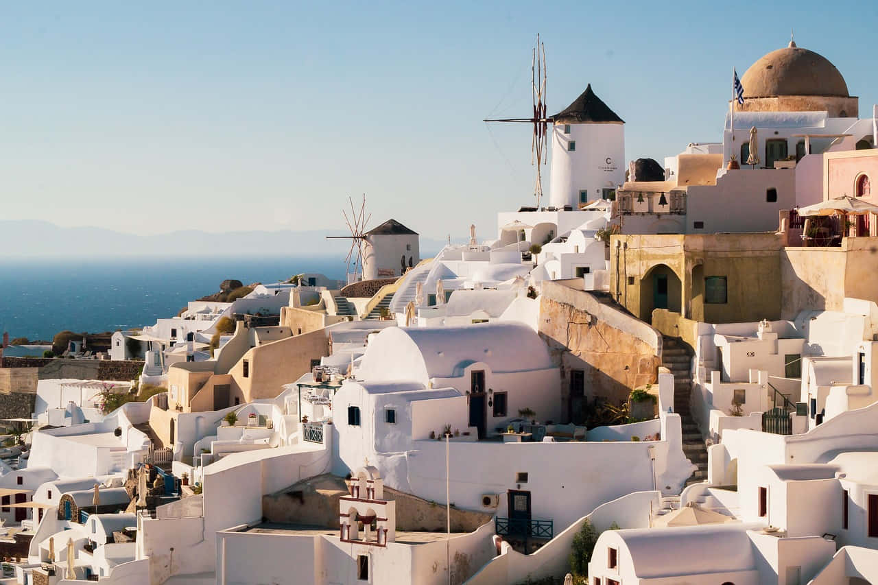 Santorini Whitewashed Beauty Greece Wallpaper