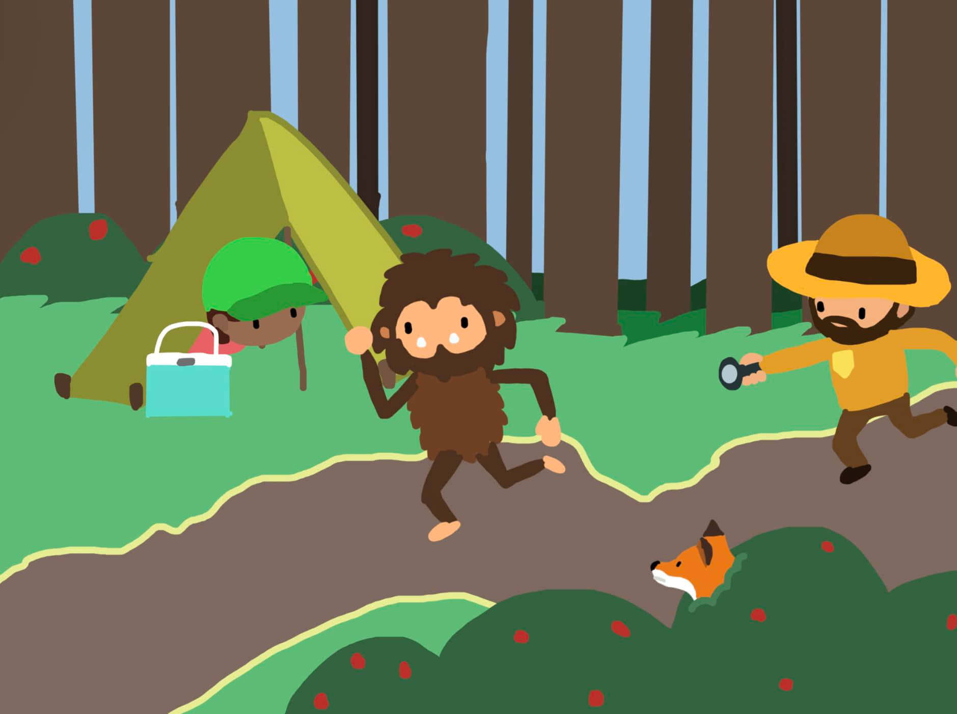 Sassy Sasquatch Camping Chaos Wallpaper