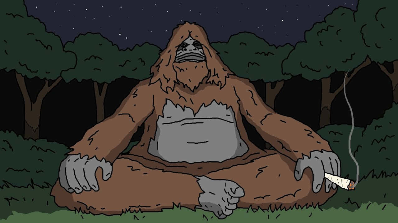 Sassy Sasquatch Nighttime Chill Wallpaper