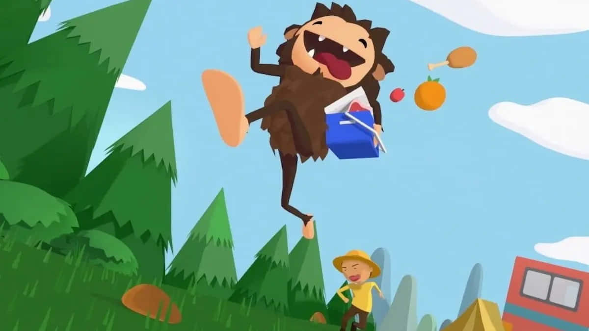 Sassy The Sasquatch Jumping With Joy Wallpaper