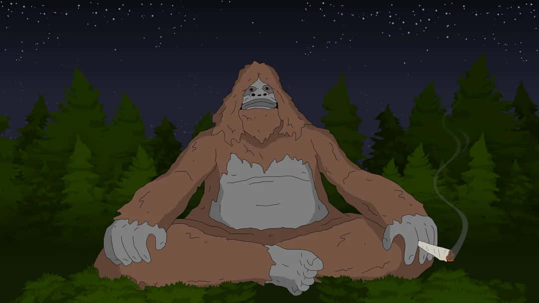 Sassy The Sasquatch Nighttime Chill Wallpaper