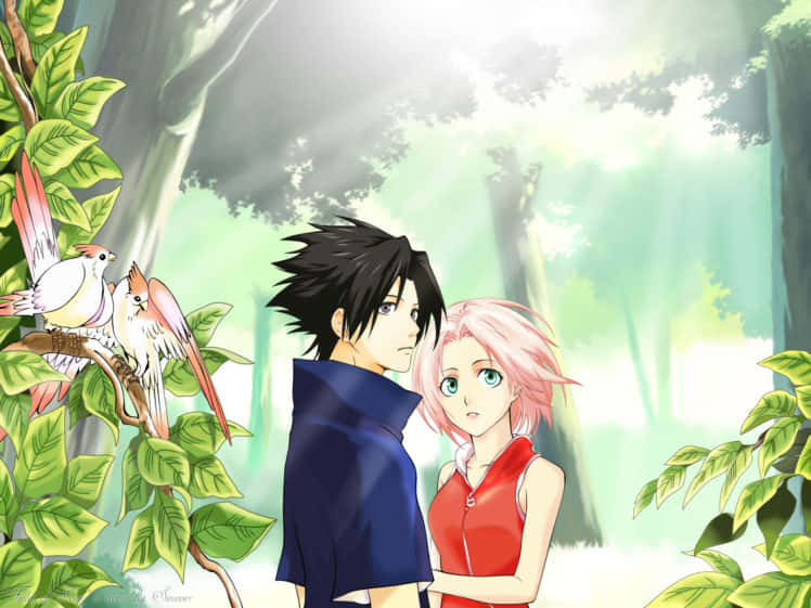 Sasuke And Sakura, Two Longtime Friends Destined For Greatness Wallpaper