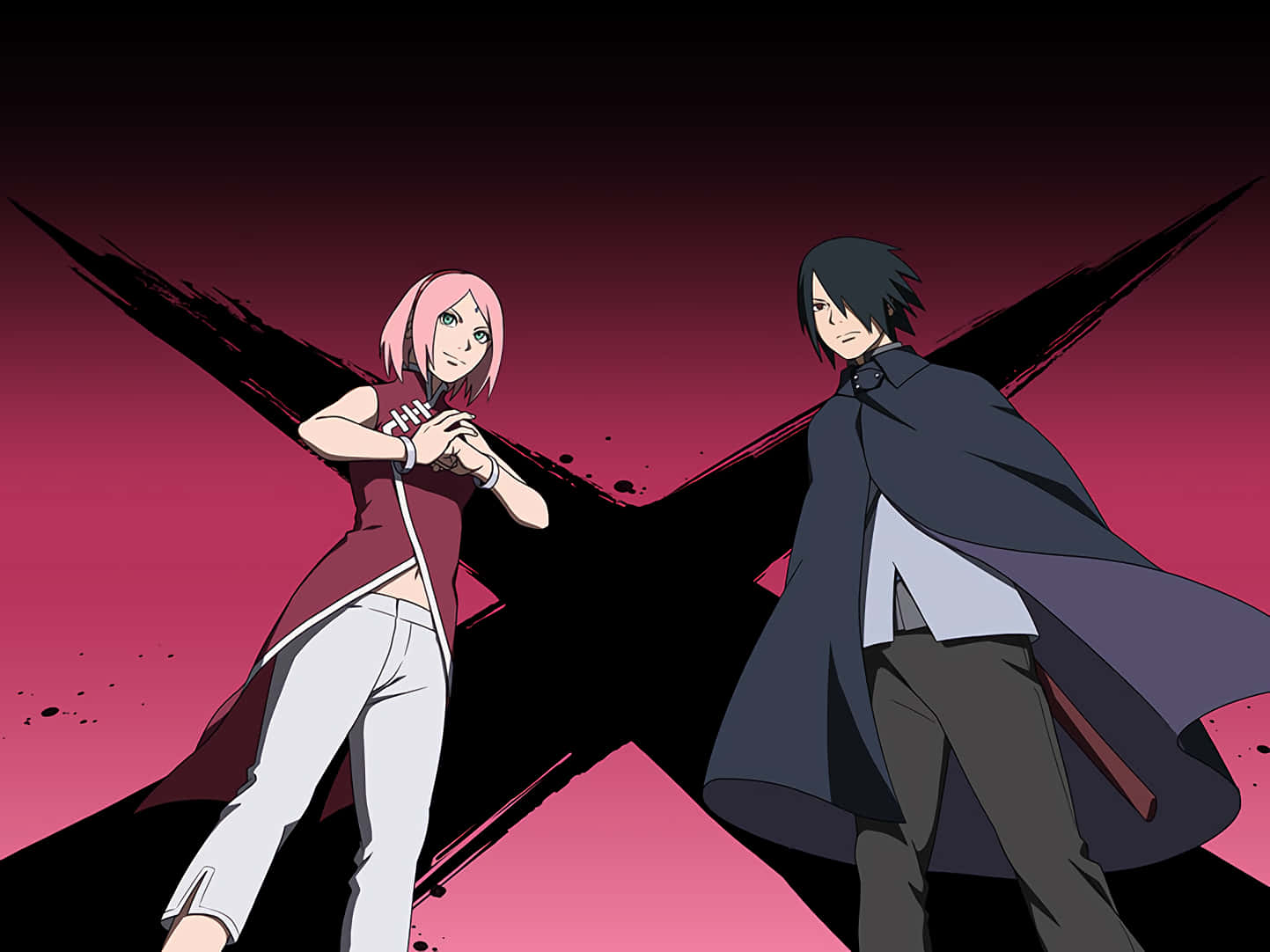 “sasuke And Sakura - Two Powerhouses Of The Ninja World” Wallpaper