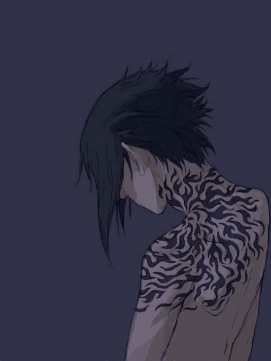 Sasuke Curse Back Angle Graphic Art Wallpaper