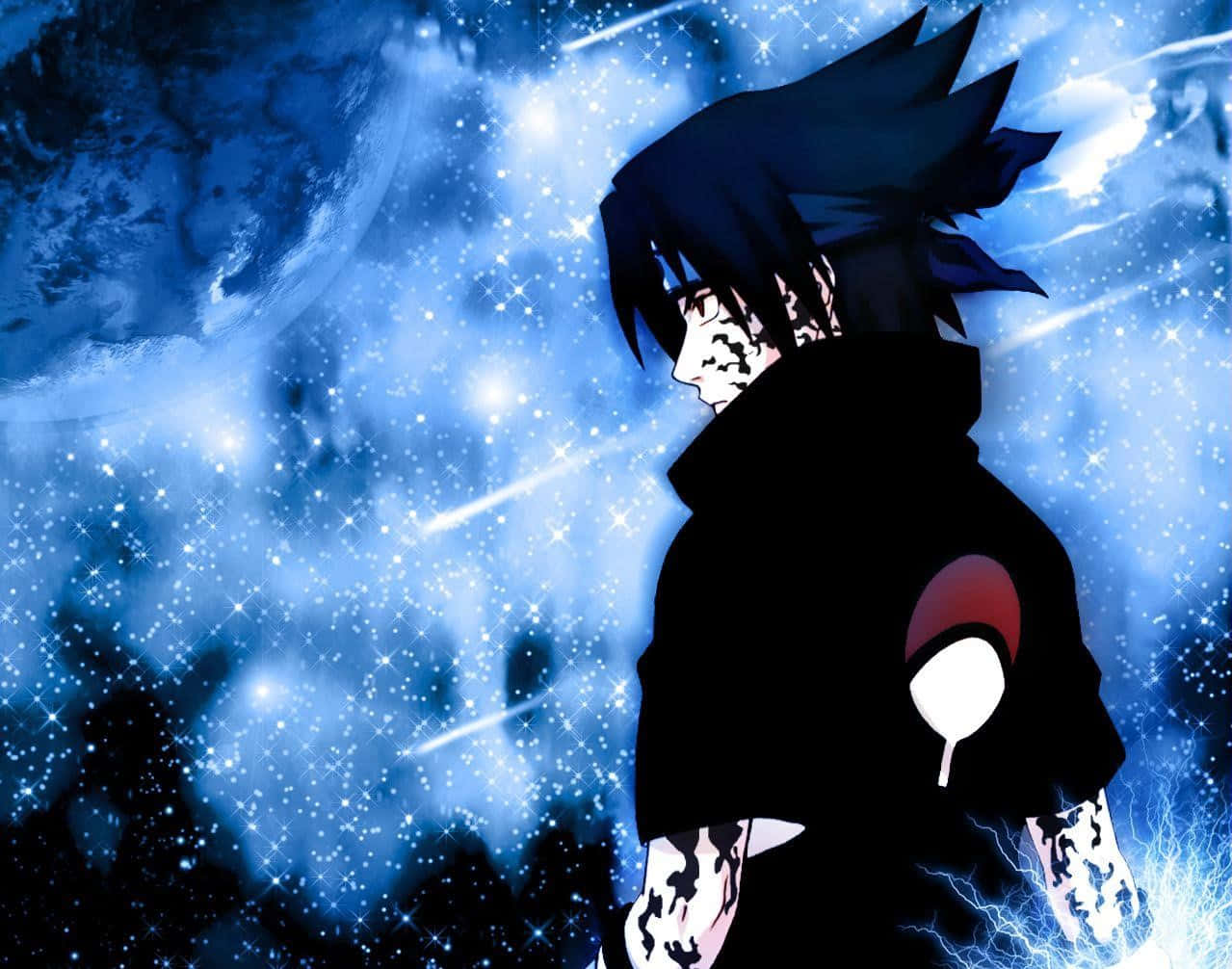 Sasuke Uchiha Displaying His Powerful Cursed Mark Wallpaper