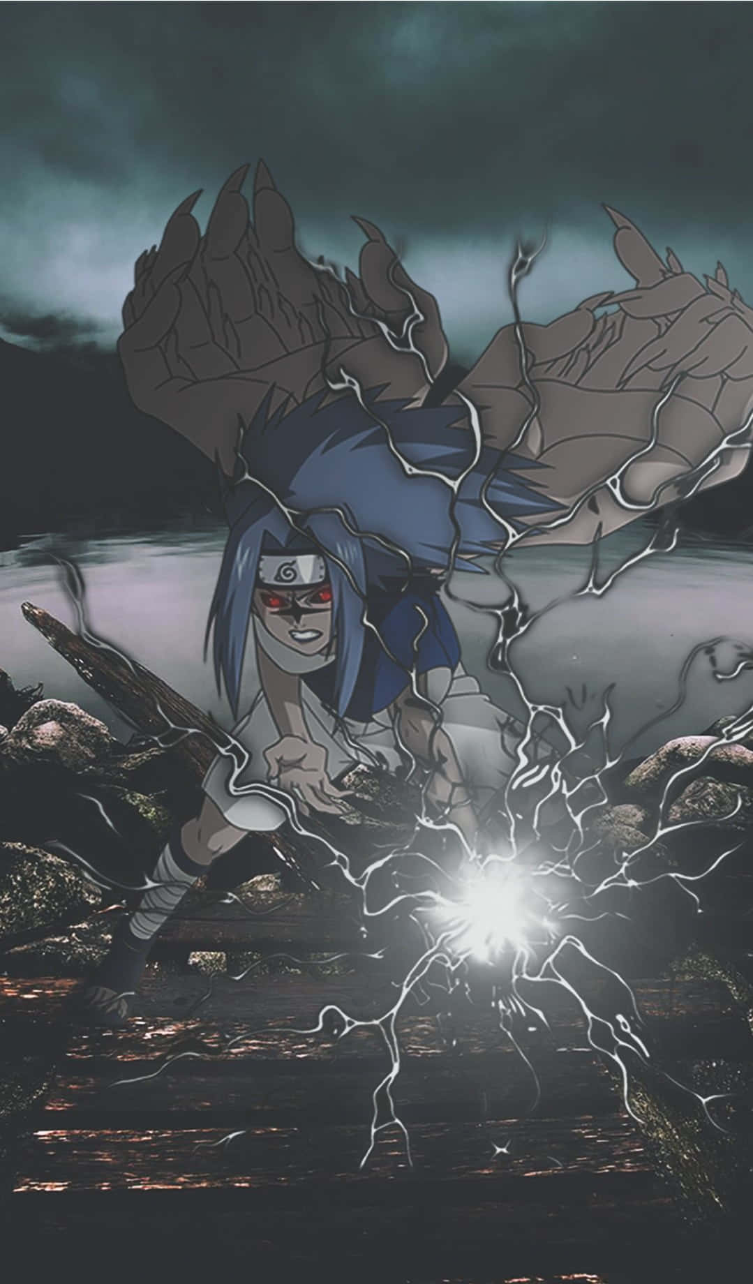 Sasuke Uchiha Unleashing The Cursed Mark Power Wallpaper