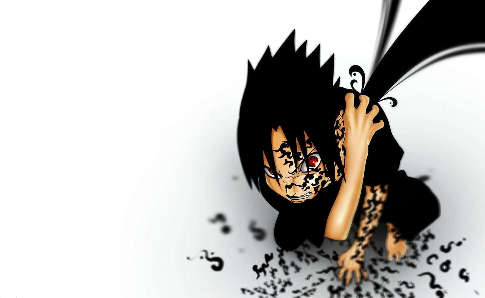 Sasuke Uchiha Unleashing The Power Of His Cursed Mark Wallpaper