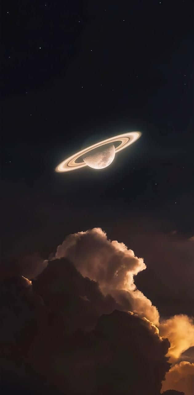 Saturn Illuminated Night Sky Wallpaper