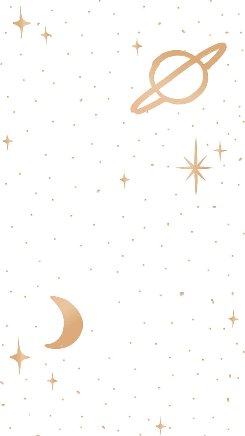 Saturnand Stars Pattern Wallpaper