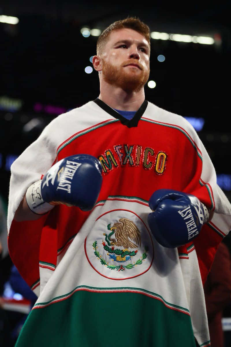 Saul 'canelo' Alvarez In His Fighting Stance Wallpaper