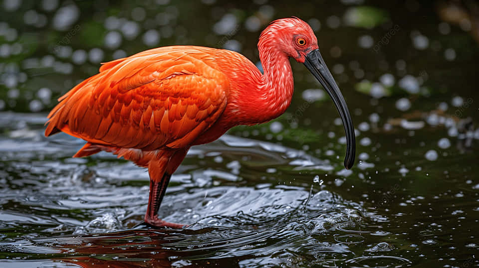 Scarlet Ibis Standingin Water Wallpaper