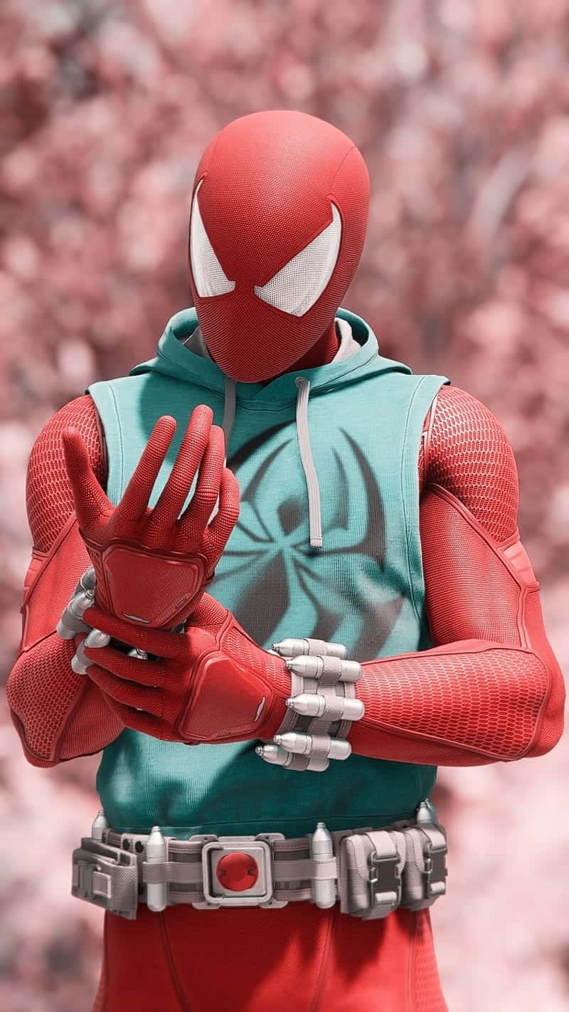 Scarlet Spider Costume Pose Wallpaper