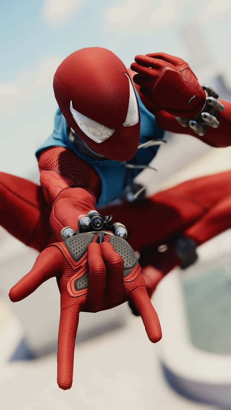 Scarlet Spider Crouching Pose Wallpaper