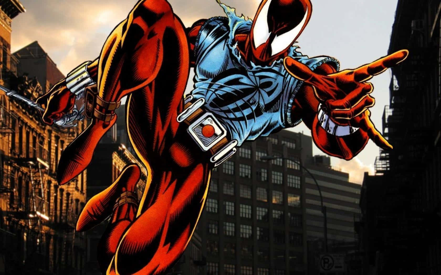 Scarlet Spider Swinging Action Wallpaper