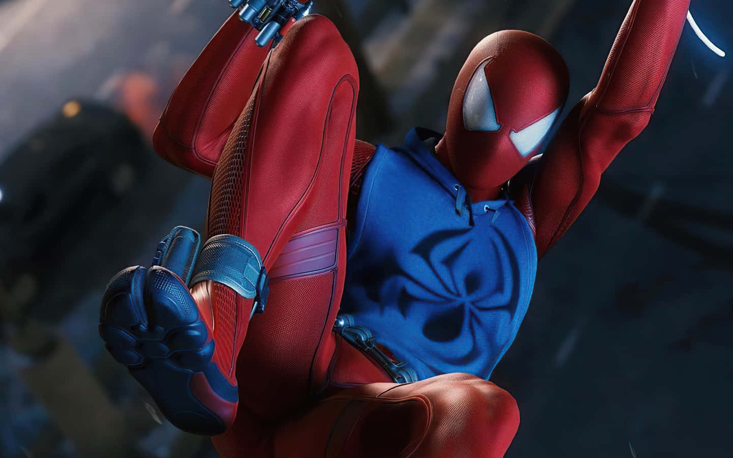 Scarlet Spider Swinging Action Wallpaper