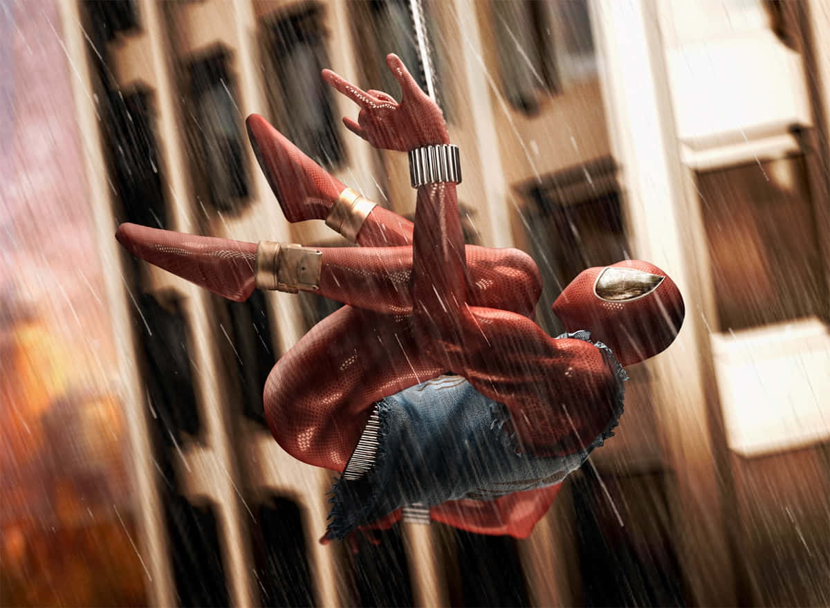 Scarlet Spider Swingingin Rain Wallpaper