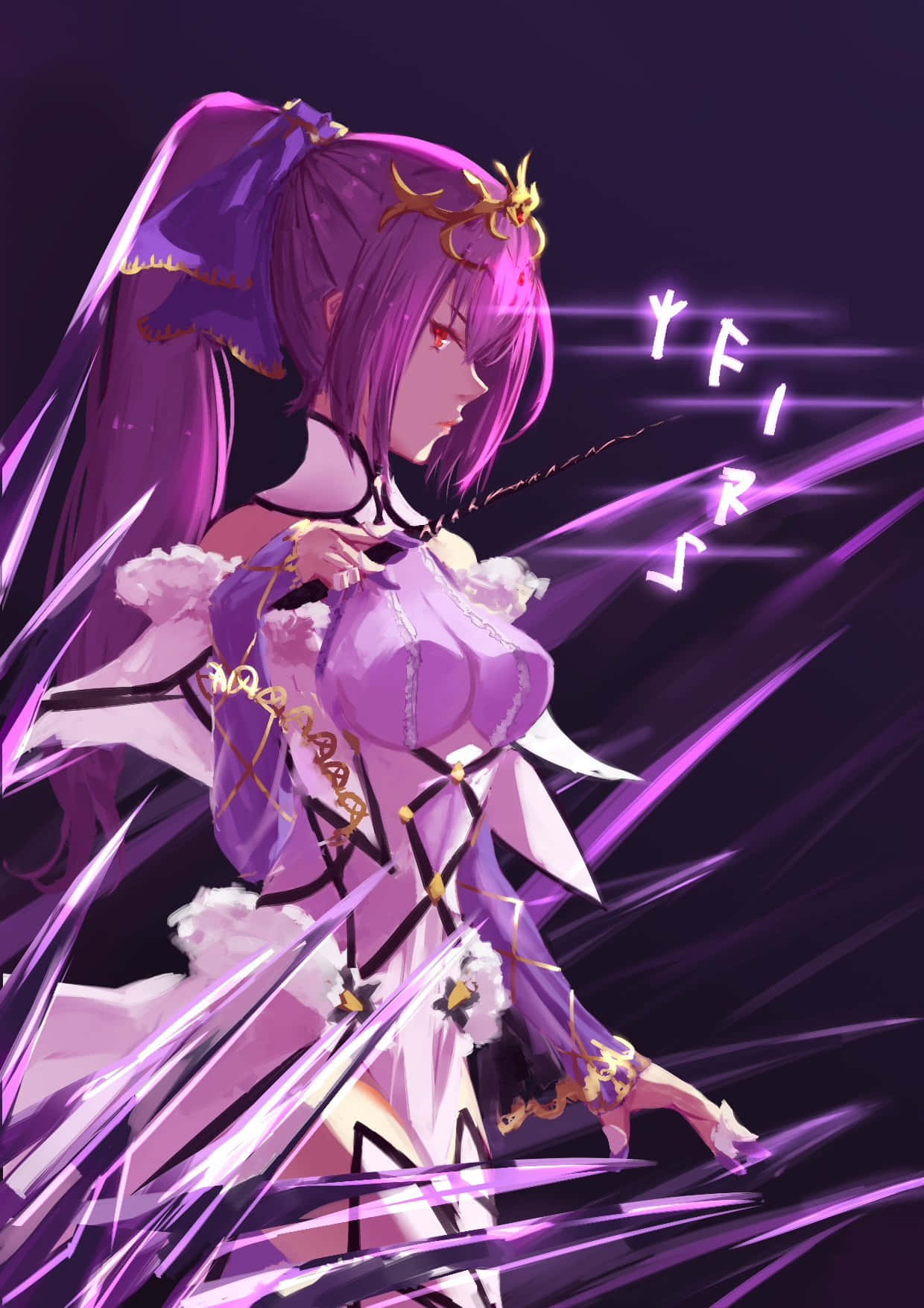 Scathach-skadi, The Queen Of Shadows In Full Battle Regalia Wallpaper