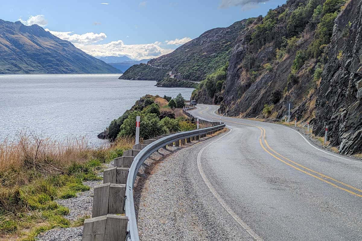 Scenic Lakefront Road New Zealand Wallpaper